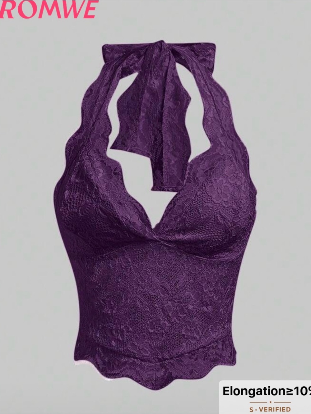 ROMWE Deep Purple Lace Halter Bandeau